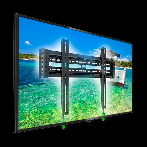 Soporte fijo reforzado C3F instalado detrás de un televisor